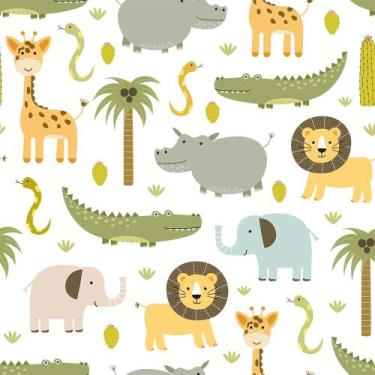 Imagem de Papel de Parede Adesivo Quarto de Bebê Animais Selvagens - ColorMyHome