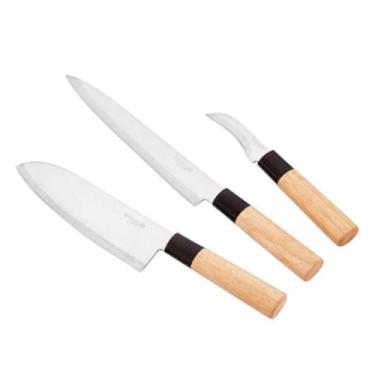 Imagem de Conjunto de 3 Facas Japonesa Santoku para Peixe - A.R Variedades MT