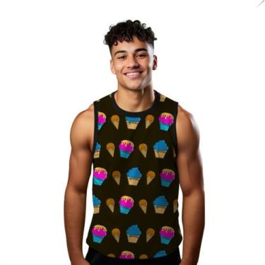 Imagem de Camiseta Regata Verão Estilo Moda Praia CupCake Doce Recheio Sorvete 1