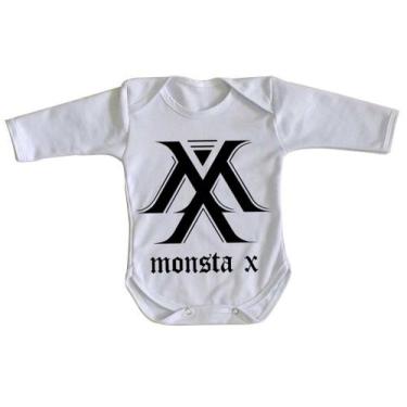 Imagem de body nenê criança roupa bebê manga longa monsta x k pop bts - Empório 