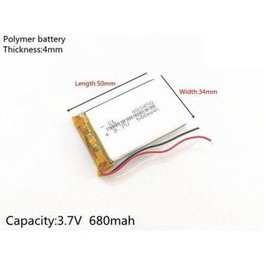 Imagem de Bateria Rastreador 3,7v  4mm X 34mm X 50mm Nova 680mah - KMIG