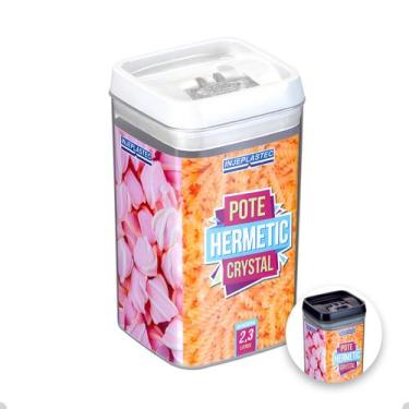 Imagem de Pote Hermético Acrílico Quadrado Grande Com Trava 2300 Ml - INJEPLASTE