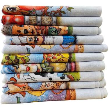 Imagem de Pano De Prato Atacado Premium Estampado Kit Com 10 Peças - Pano a Pano