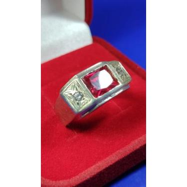 Imagem de Anel de Direito Formatura Prata 950 Topo 10 mm Pedra 8 x 6 mm Zircônia