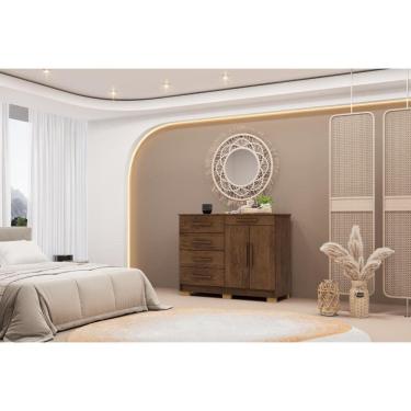 Imagem de Cômoda 5 Gavetas 2 portas Sirius - Imbuia Rústico - Vila Rica