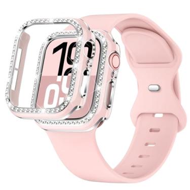 Imagem de XYF Pulseira feminina rosa para Apple Watch SE Ultra 3 2 séries 11 10 9 8 7 6 5 4 3 2 1 (areia rosa, 46/S11)