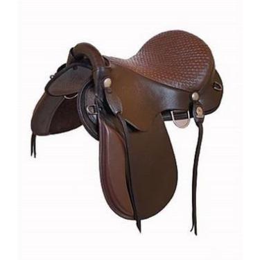 Imagem de Sela Australiana Ouro Multirraça Marrom Completa 17" - Selaria Marçal