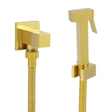 Imagem de Ducha Higiênica Dourado Gold Ouro de Metal Para Banheiro Lavabo Engate