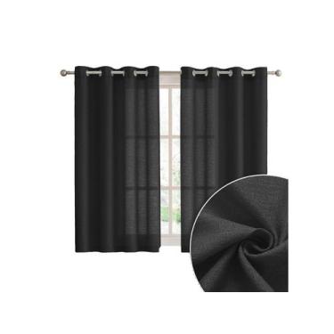 Imagem de Kit Cortina 3,00m x 1,60m Rústica Com Varão 2m Beleza Natural e Pratic