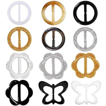 Imagem de 12 peças de clipe de anel de lenço de seda para mulheres meninas acessórios de festa anos 80 moda anel de resina cachecóis fecho fivela de cintura para camisas roupas roupas anel envoltório suporte