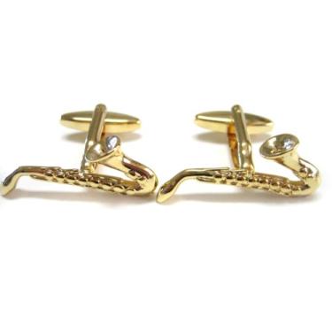 Imagem de Abotoaduras de instrumento saxofone douradas Kiola Designs