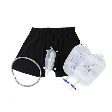 Imagem de Bolsa de urina para uso masculino, bolsa de urina, calça para incontinência, reutilizável, portátil, masculina, sistema de mictório, com bolsa de coleção, portátil, à prova de vazamento, perna, xixi