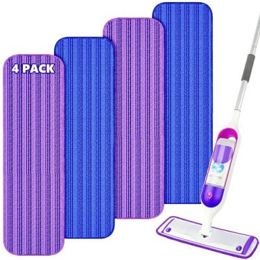 Imagem de Pacote com 4 refis de esfregão reutilizáveis para Swiffer PowerMop, refil de esfregão de microfibra, almofadas de substituição laváveis na máquina até mais de 100 vezes funciona para todos os tipos de
