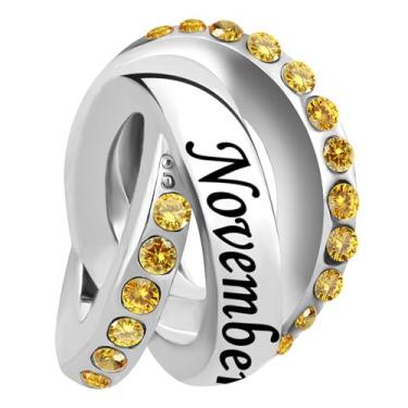 Imagem de MZC Jewelry Pingente de aniversário de pedra do mês de nascimento compatível com pulseiras Pandora Charms, Cobre