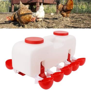 Imagem de Bebedor de Frango, Comedouro de Frango 10L Com 10 Copos de água, Comedouro Semiautomático de água para Aves para Galinhas, Patos e Ganso