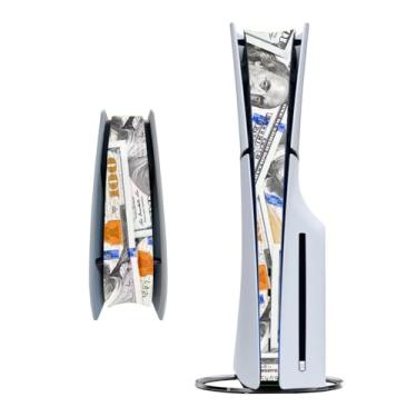 Imagem de Adesivo lateral personalizado faixa média para PS5 Slim Disc Console Center Skin Console Skin Decalque de vinil (dinheiro)