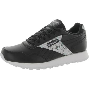 Imagem de Reebok Tênis de corrida clássico Harman feminino, preto/branco/lilás lúcido, 34, Preto/branco/lilás lúcido, 5.5