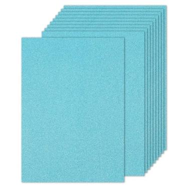 Imagem de PATIKIL 20 folhas de papel cartolina azul claro com glitter, tamanho A4, 250 g/m², perfeito para decoração, embalagem, cartões, etiquetas, convites, álbuns, caixas de presente, decorações de bolo