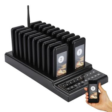 Imagem de Restaurant Pager, 20 Canais / 999 Canais Sistema De Chamada Sem Fio, 1 Teclado De Chamada + 20 Pagers, Sinal Sonoro VibratóRio,Para Restaurante Bar Hotel Cafe Snack Food Court,SU68G