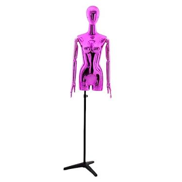 Imagem de Multiuso Manequim chapeamento de vidro aço vestido manequim com suporte tripé possível vestido feminino forma manequim torso para lojas decoração Janela