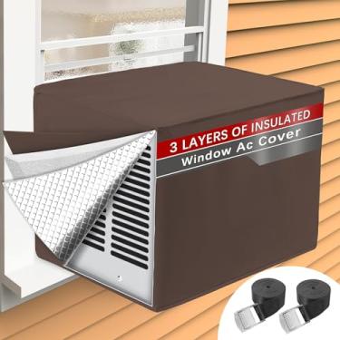 Imagem de TOHONFOO tampa do ar condicionado de janela para unidade externa para isolamento de inverno, tampas de janela ac com isolamento de 3 camadas, tampas de ar condicionado à prova d'água e à pro