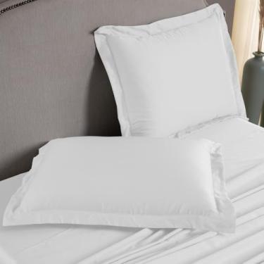 Imagem de Fronha Algodão Egípcio 1000 Fios Toque Acetinado Gelada (Branca, 70x50 com Aba)