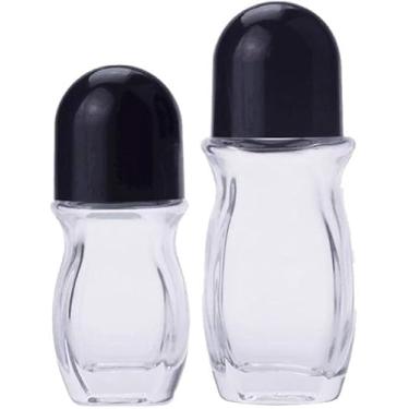 Imagem de Frascos de rolo de vidro transparente com bola de plástico, desodorante roll-on, recipientes de massagem, à prova de vazamento, frascos com tampa para óleos essenciais, perfume, cosméticos,