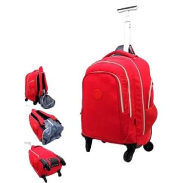 Imagem de Mochila De Rodinha Grande escolar Masculino Feminino,Mochilete De Bordo Viagem (Vermelho)