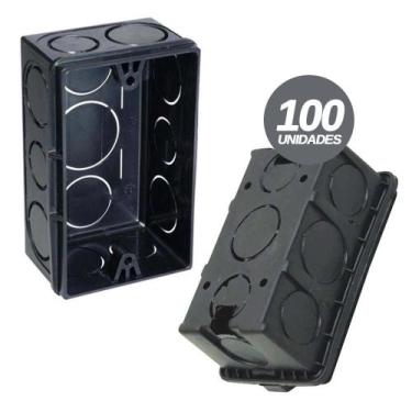 Imagem de Kit 100 Caixinha De Luz Pvc 4X2 Iv Plast Preto - Ivplast