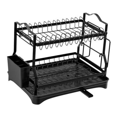 Imagem de IEUDNS Prato de cozinha rack de secagem placa escorredor rack com suporte utensílio grande capacidade escorredor prato organizador para talheres pratos