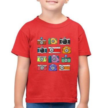 Imagem de Camiseta Algodão Infantil Câmeras Retrô - Foca na Moda, Vermelho, 4