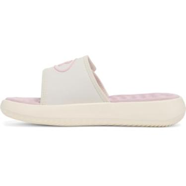 Imagem de Under Armour Sandália feminina Ignite Pro 8 Slide, (114) Quartzo branco/rosa prime/rosa Prime, 1 Little Kid