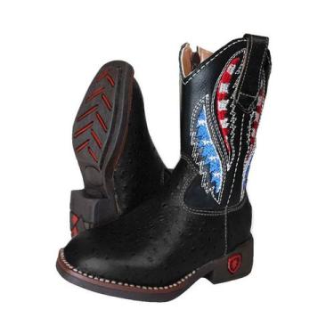 Imagem de Bota Country Texana Infantil Couro Masculina Menino - Espora de Prata,