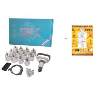 Imagem de Kit Ventosa Bk Com 12 Copos + Mapa Ventosaterapia (AZUL)