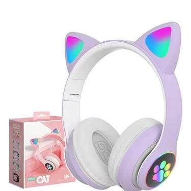 Imagem de Fone de ouvido Gatinho Cat ear Headphone bluetooth (Roxo)