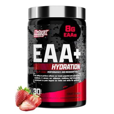 Imagem de Nutrex Research EAA Hydration | EAAs + BCAA em pó | Recuperação muscular, força, construção muscular, resistência | Aminoácidos essenciais 8G + eletrólitos | 30 porções (perfurador de frutas)