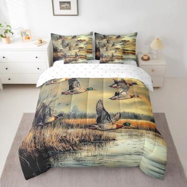 Imagem de Feelyou Conjunto de cama king para meninos e meninas, pato selvagem, animais selvagens, cabana, casa de fazenda, adolescentes, 7 peças