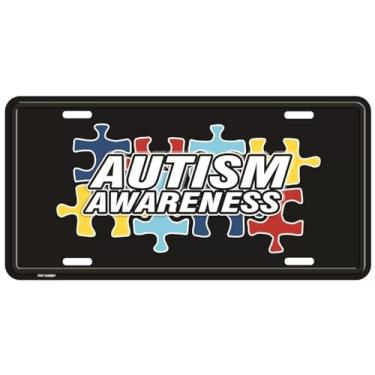 Imagem de Autism Awareness Ribbon Vanity Metal Vanity License Plate Sign