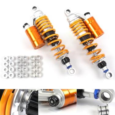 Imagem de Amortecedores traseiros ajustáveis de 360 mm/14" suspensões compatíveis com XG750A Street Rod 2017-2018, XR1200 Sportster 2008-2013, SR500 1977-1984, XJR1300 1997-2010, ouro