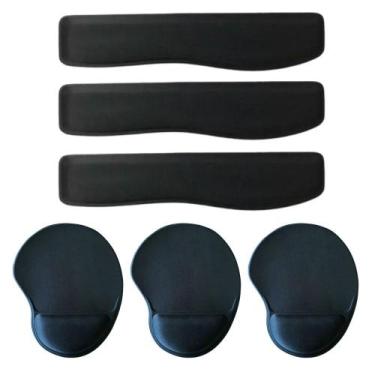 Imagem de 5x Kit Ergonômico Apoio para Teclado + Mouse Pad Preto - LionG Imports