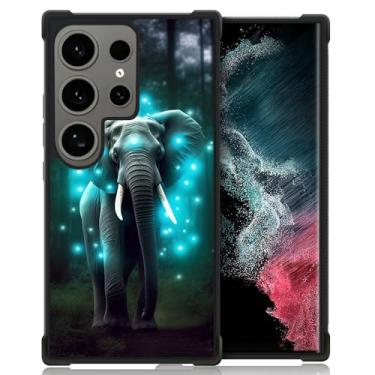 Imagem de CARLOCA Capa compatível com Samsung Galaxy S24 Ultra, capa com estampa de elefante florestal de fluorescência azul para Samsung Galaxy S24 Ultra, à prova de choque, antiarranhões