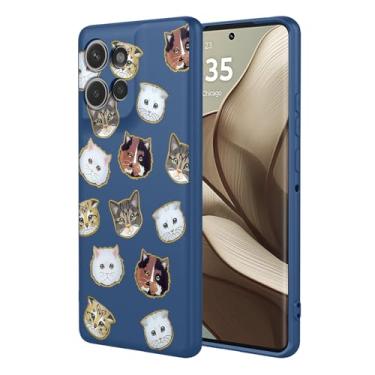 Imagem de HTXWXJC Capa de telefone para Moto Edge 50, capa para Motorola Edge 50, à prova de choque, flexível, amortecedor, capa macia de TPU com estampa de gato, capa para celular para Motorola Edge 50 Blue