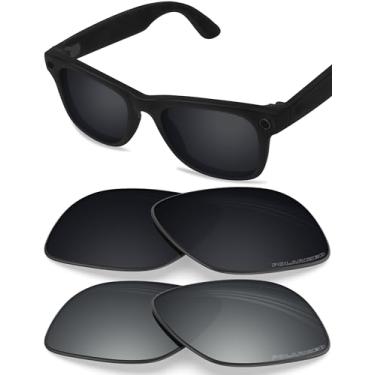 Imagem de BLAZERBUCK Lentes de reposição polarizadas anti-sal para RayBan Meta Wayfarer RW4006 50 mm - Cromado preto e prateado