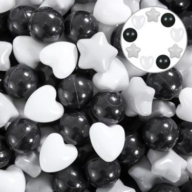 Imagem de Heopeis Bolas De Piscina De Bolinhas, Estrelas, Corações, 100 Peças De Bolas De Brinquedo De Plástico Para Crianças, Festa De Aniversário De Bebê De 1, 2, 3, 4, 5 Anos, Barraca De Jogo De Piscina De