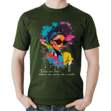 Imagem de Camiseta Algodão Tenho em mim todas as cores do mundo - Foca na Moda, 