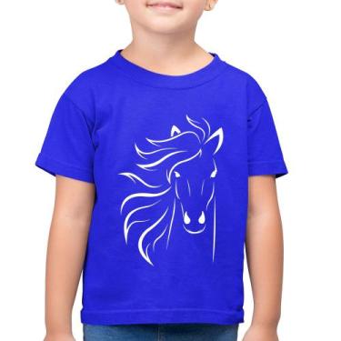 Imagem de Camiseta Algodão Infantil Cavalo Traços - Foca na Moda, Azul royal, 2