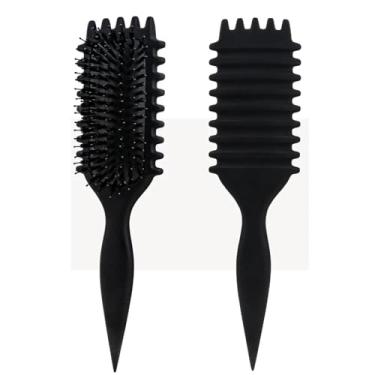 Imagem de Pente de cabelo feminino pente de cabelo cacheado em formato oco multifuncional massagem no couro cabeludo e escova de cabelo fofa ferramentas de penteado (preto 01)