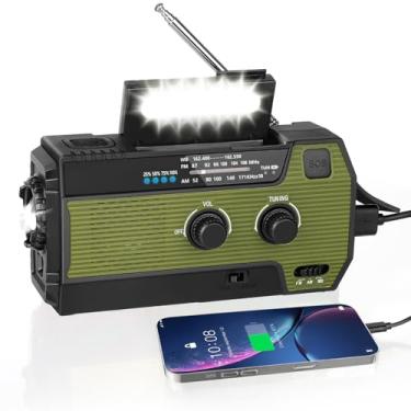 Imagem de WVL Rádio de emergência, rádio meteorológico NOAA de 4000 mAh/14800 mWh, rádio de emergência com manivela solar com alerta meteorológico AM/FM/NOAA, lanterna, lâmpada de leitura, carregador de celular