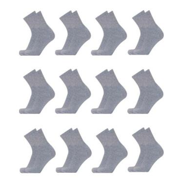 Imagem de Kit 18 Pares de Meias Cano Médio Algodão Cinza M12 - QLC SPORT, Cinza,
