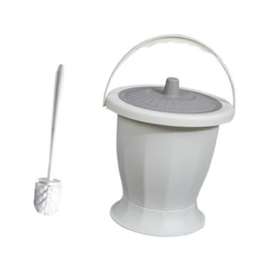 Imagem de harayaa Potão de câmara com tampa, vaso de urinol portátil, garrafa de câmara de cama de urinol, xixi com potty para a cabeceira, viajar, Branco